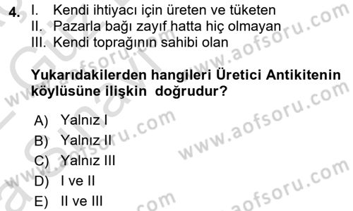 İktisadi Düşünceler Tarihi Dersi 2021 - 2022 Yılı (Vize) Ara Sınav Soruları 4. Soru
