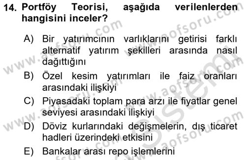 İktisadi Düşünceler Tarihi Dersi 2021 - 2022 Yılı (Final) Dönem Sonu Sınav Soruları 14. Soru