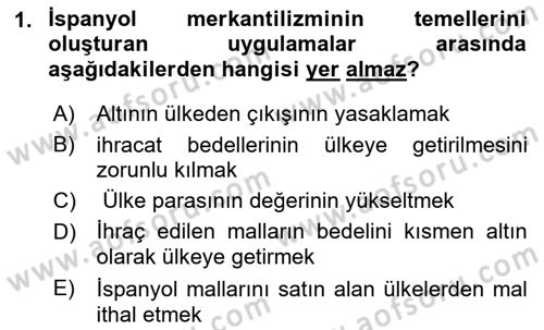 İktisadi Düşünceler Tarihi Dersi 2021 - 2022 Yılı Yaz Okulu Sınavı 1. Soru