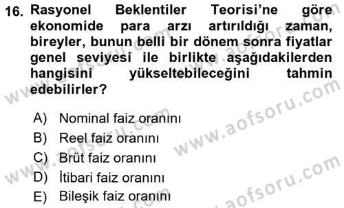İktisadi Düşünceler Tarihi Dersi 2021 - 2022 Yılı Yaz Okulu Sınav Soruları 16. Soru