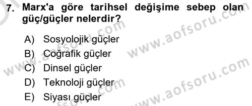 İktisadi Düşünceler Tarihi Dersi 2021 - 2022 Yılı Yaz Okulu Sınav Soruları 7. Soru