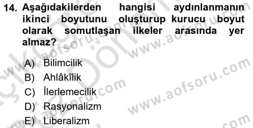İktisadi Düşünceler Tarihi Dersi 2024 - 2025 Yılı (Vize) Ara Sınav Soruları 14. Soru