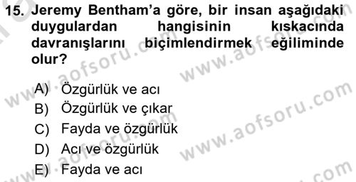 İktisadi Düşünceler Tarihi Dersi Ara Sınavı Deneme Sınav Soruları 15. Soru