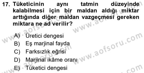 İktisadi Düşünceler Tarihi Dersi Ara Sınavı Deneme Sınav Soruları 17. Soru