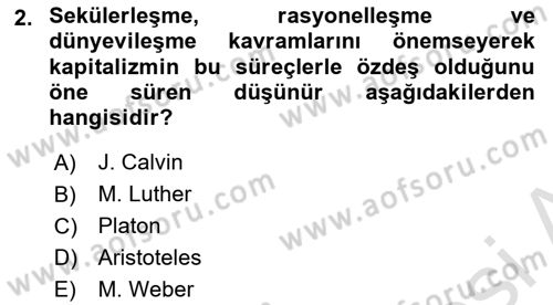 İktisadi Düşünceler Tarihi Dersi Ara Sınavı Deneme Sınav Soruları 2. Soru