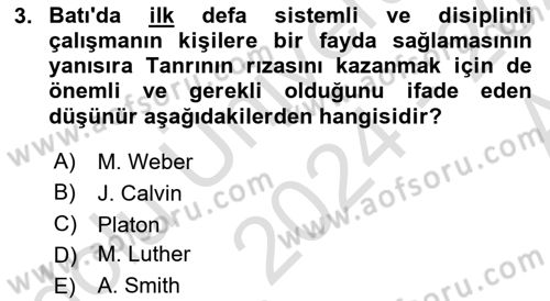 İktisadi Düşünceler Tarihi Dersi Ara Sınavı Deneme Sınav Soruları 3. Soru