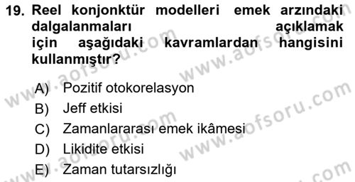 İktisadi Düşünceler Tarihi Dersi 2024 - 2025 Yılı (Final) Dönem Sonu Sınav Soruları 19. Soru