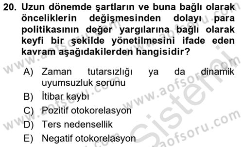 İktisadi Düşünceler Tarihi Dersi 2024 - 2025 Yılı Yaz Okulu Sınav Soruları 20. Soru