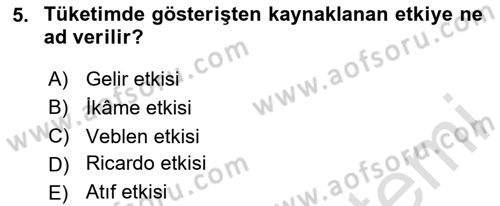 İktisadi Düşünceler Tarihi Dersi 2024 - 2025 Yılı Yaz Okulu Sınav Soruları 5. Soru