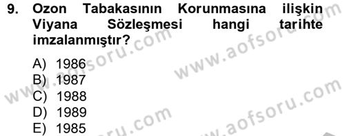 Doğal Kaynaklar ve Çevre Ekonomisi Dersi 2012 - 2013 Yılı (Vize) Ara Sınav Soruları 9. Soru