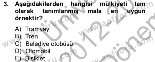 Doğal Kaynaklar ve Çevre Ekonomisi Dersi 2012 - 2013 Yılı (Final) Dönem Sonu Sınav Soruları 3. Soru