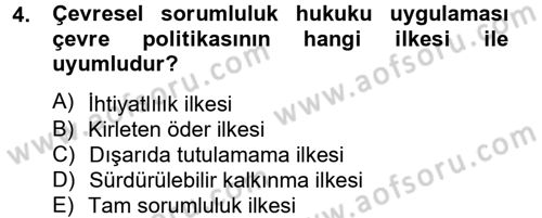 Doğal Kaynaklar ve Çevre Ekonomisi Dersi 2012 - 2013 Yılı (Final) Dönem Sonu Sınav Soruları 4. Soru