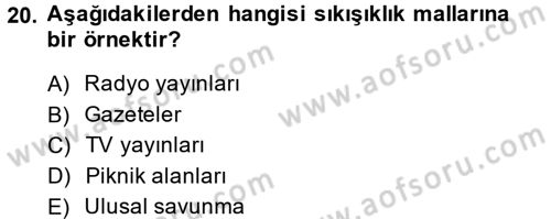 Doğal Kaynaklar ve Çevre Ekonomisi Dersi 2013 - 2014 Yılı (Vize) Ara Sınav Soruları 20. Soru