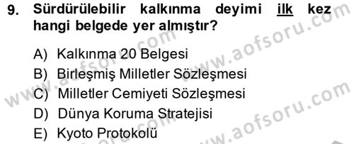 Doğal Kaynaklar ve Çevre Ekonomisi Dersi 2013 - 2014 Yılı (Final) Dönem Sonu Sınav Soruları 9. Soru