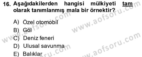 Doğal Kaynaklar ve Çevre Ekonomisi Dersi 2014 - 2015 Yılı (Vize) Ara Sınav Soruları 16. Soru