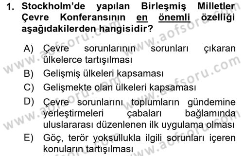 Doğal Kaynaklar ve Çevre Ekonomisi Dersi 2015 - 2016 Yılı (Vize) Ara Sınav Soruları 1. Soru
