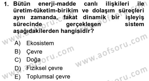 Doğal Kaynaklar ve Çevre Ekonomisi Dersi 2017 - 2018 Yılı (Vize) Ara Sınavı 1. Soru