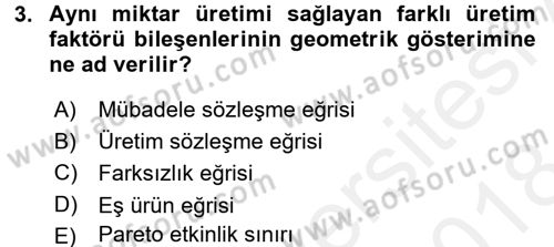 Doğal Kaynaklar ve Çevre Ekonomisi Dersi 2017 - 2018 Yılı (Final) Dönem Sonu Sınav Soruları 3. Soru