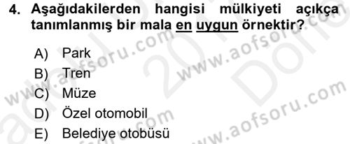 Doğal Kaynaklar ve Çevre Ekonomisi Dersi 2017 - 2018 Yılı (Final) Dönem Sonu Sınav Soruları 4. Soru