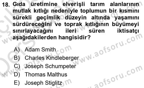 Doğal Kaynaklar ve Çevre Ekonomisi Dersi 2018 - 2019 Yılı 3 Ders Sınav Soruları 18. Soru