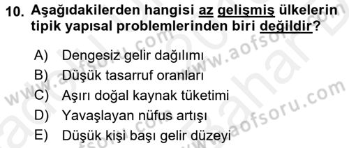 Doğal Kaynaklar ve Çevre Ekonomisi Dersi 2018 - 2019 Yılı (Vize) Ara Sınavı 10. Soru