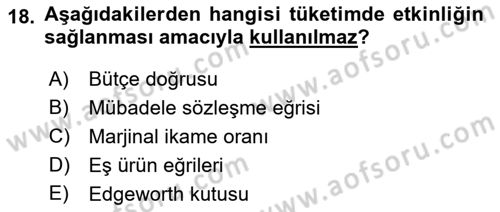 Doğal Kaynaklar ve Çevre Ekonomisi Dersi 2018 - 2019 Yılı (Vize) Ara Sınavı 18. Soru