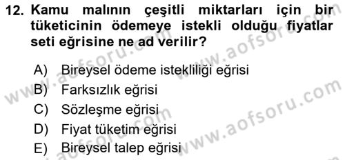 Doğal Kaynaklar ve Çevre Ekonomisi Dersi 2018 - 2019 Yılı Yaz Okulu Sınavı 12. Soru