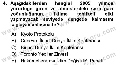 Doğal Kaynaklar ve Çevre Ekonomisi Dersi 2020 - 2021 Yılı Yaz Okulu Sınav Soruları 4. Soru