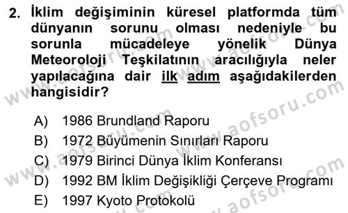 Doğal Kaynaklar ve Çevre Ekonomisi Dersi 2021 - 2022 Yılı (Final) Dönem Sonu Sınavı 2. Soru