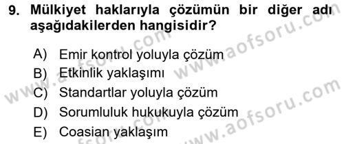 Doğal Kaynaklar ve Çevre Ekonomisi Dersi 2021 - 2022 Yılı (Final) Dönem Sonu Sınav Soruları 9. Soru