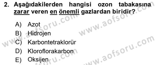 Doğal Kaynaklar ve Çevre Ekonomisi Dersi Yaz Okulu Sınavı Deneme Sınav Soruları 2. Soru
