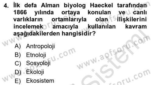 Doğal Kaynaklar ve Çevre Ekonomisi Dersi 2022 - 2023 Yılı Yaz Okulu Sınavı 4. Soru