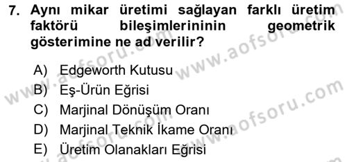 Doğal Kaynaklar ve Çevre Ekonomisi Dersi 2022 - 2023 Yılı Yaz Okulu Sınavı 7. Soru