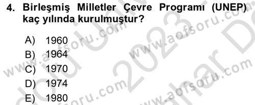 Doğal Kaynaklar ve Çevre Ekonomisi Dersi 2023 - 2024 Yılı (Vize) Ara Sınav Soruları 4. Soru