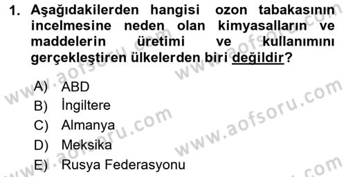 Doğal Kaynaklar ve Çevre Ekonomisi Dersi 2023 - 2024 Yılı (Final) Dönem Sonu Sınav Soruları 1. Soru