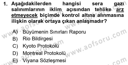 Doğal Kaynaklar ve Çevre Ekonomisi Dersi 2024 - 2025 Yılı (Vize) Ara Sınav Soruları 1. Soru