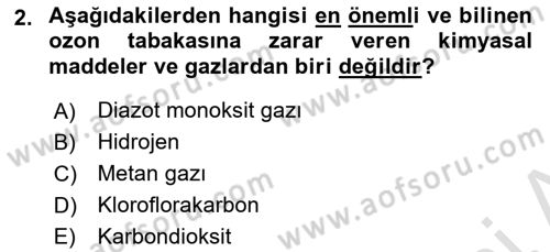 Doğal Kaynaklar ve Çevre Ekonomisi Dersi 2024 - 2025 Yılı (Vize) Ara Sınav Soruları 2. Soru