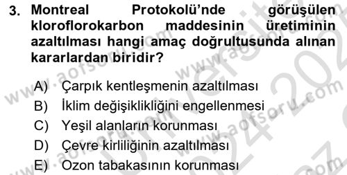 Doğal Kaynaklar ve Çevre Ekonomisi Dersi 2024 - 2025 Yılı Yaz Okulu Sınav Soruları 3. Soru