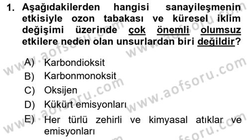Doğal Kaynaklar ve Çevre Ekonomisi Dersi 2025 - 2026 Yılı (Final) Dönem Sonu Sınav Soruları 1. Soru