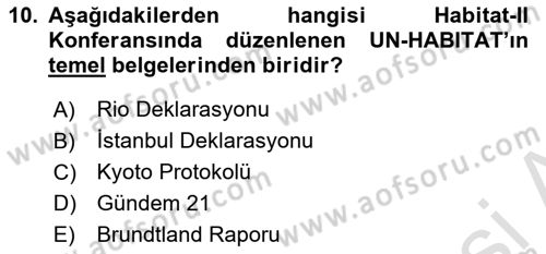 Doğal Kaynaklar ve Çevre Ekonomisi Dersi 2025 - 2026 Yılı (Final) Dönem Sonu Sınav Soruları 10. Soru