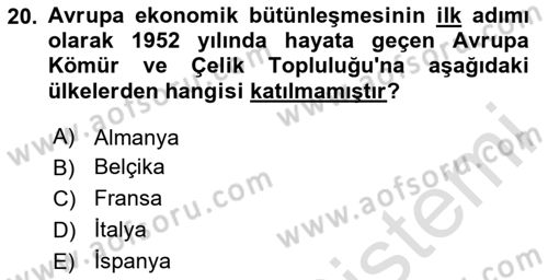 Doğal Kaynaklar ve Çevre Ekonomisi Dersi 2025 - 2026 Yılı Yaz Okulu Sınav Soruları 20. Soru