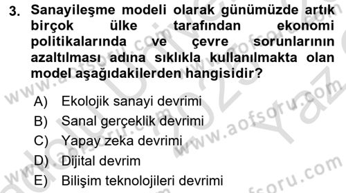 Doğal Kaynaklar ve Çevre Ekonomisi Dersi 2025 - 2026 Yılı Yaz Okulu Sınav Soruları 3. Soru