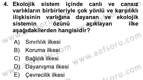 Doğal Kaynaklar ve Çevre Ekonomisi Dersi 2025 - 2026 Yılı Yaz Okulu Sınav Soruları 4. Soru