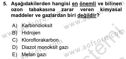 Doğal Kaynaklar ve Çevre Ekonomisi Dersi 2025 - 2026 Yılı Yaz Okulu Sınav Soruları 5. Soru
