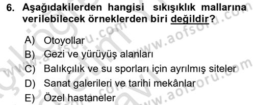 Doğal Kaynaklar ve Çevre Ekonomisi Dersi 2025 - 2026 Yılı Yaz Okulu Sınav Soruları 6. Soru