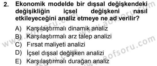 Mikro İktisat Dersi 2012 - 2013 Yılı (Vize) Ara Sınavı 2. Soru