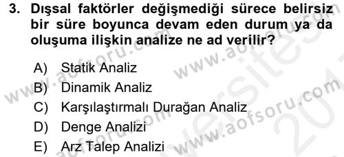 Mikro İktisat Dersi 2016 - 2017 Yılı (Final) Dönem Sonu Sınav Soruları 3. Soru
