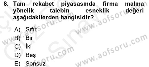Mikro İktisat Dersi 2016 - 2017 Yılı (Final) Dönem Sonu Sınav Soruları 8. Soru
