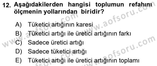 Mikro İktisat Dersi 2018 - 2019 Yılı Yaz Okulu Sınav Soruları 12. Soru