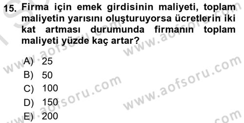 Mikro İktisat Dersi 2019 - 2020 Yılı (Final) Dönem Sonu Sınav Soruları 15. Soru